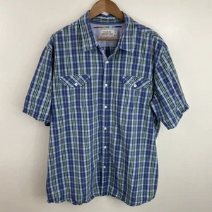 Colours By Alexander Julian Shirt Mens 2XL XXL Purple & Green Plaid Short Sleeve - Picture 1 of 13