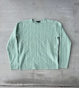 Suéter Pullover Ralph Lauren Deportivo Verde Menta Lana de Cordero Tejido con Cable Talla Grande - Imagen 1 de 7