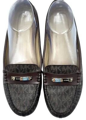 Michael Kors Womens Everett Loafer Size 8M Monogram Brown Leather - Image 1 of 4