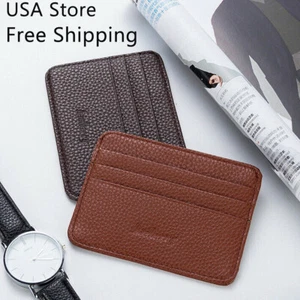 Men's Small Leather Wallet ID Credit Card Holder Slim Pocket Card Case USA Store - Picture 1 of 20