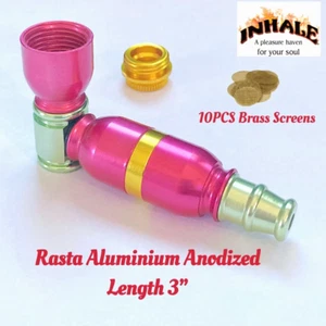 Inhale 3-inch  herb tobacco smoking metal pipe w 10 brass screen - Picture 1 of 5