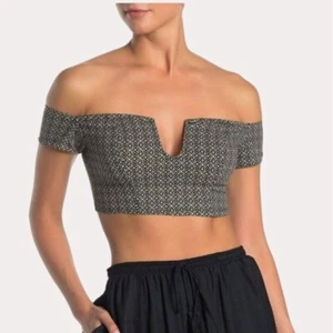 Intimately Free People Lucky Now Brami Crop Top Off Shoulder Black Combo XS NWT - Picture 1 of 6