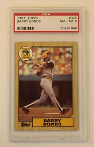 1987 MLB HR Leader Topps Barry Bonds #320 PSA NM 8 Rookie Card Baseball Errori - Foto 1 di 12