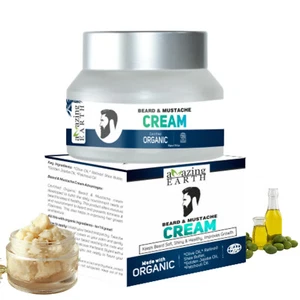Certified Organic Beard Mustache Cream for Men Care Growth & Shine 50gm - Picture 1 of 8