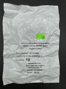 Rosca de bloqueo de llave 10-32 x 3/8-16 acero inoxidable de alta resistencia (cantidad 10) - Imagen 1 de 4