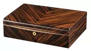 Volta Ebony Wood 10 Watch Case Box with Gold Accents (Cream Leather Interior) - Picture 1 of 5