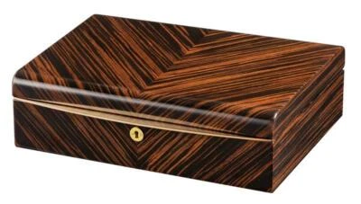 Caja de 10 relojes Volta de madera de ébano con detalles dorados (interior de cuero crema) Foto 1 de 4