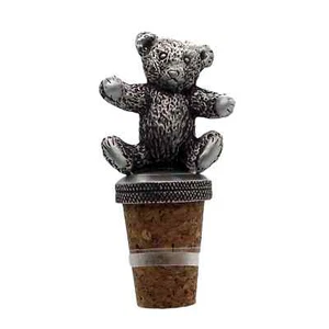 Teddy Bear Crafted Pewter Bottle Stopper / Wine Saver - Picture 1 of 3