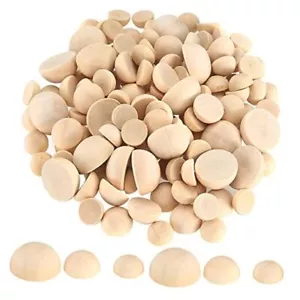 200 Pcs Half Wooden Beads, Unfinished Natural Split Wood Balls, 12mm/15mm/20mm - Picture 1 of 8