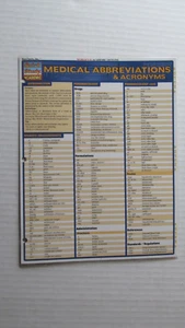 Quick Study Laminated Medical Abbreviations & Acronyms Reference Chart - Bild 1 von 2