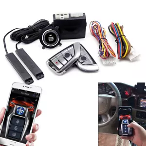 Keyless Entry Engine Start Alarm System PKE Push Button Remote Start Stop Kits - Picture 1 of 8