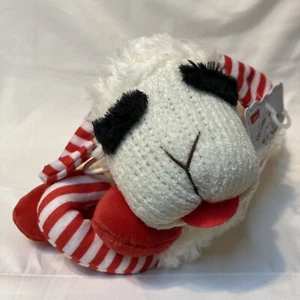 Multipet Sock-Face Lamb Chop Dog Toy w/Candy Cane Holiday Plush Soft Cute - Picture 1 of 19