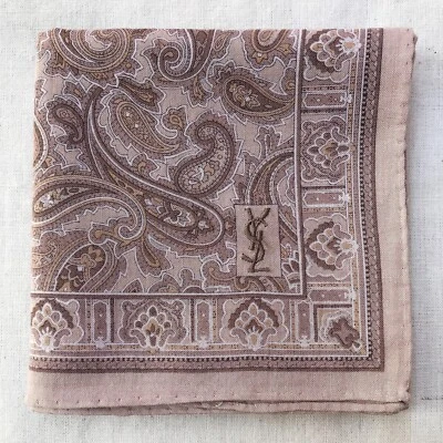 Pañuelo Vintage Desnudo Marrón Algodón Paisley Floreciente Clásico Bolsillo Cuadrado 18 Foto 1 de 4