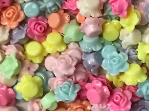 50 Acrylic Assorted Opaque Transparent Flower Beads. 13 x 8mm. Hole size 2mm  - Picture 1 of 2