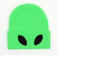 Cappello Berretto Alien Ricamato Alto Elasticizzato Maglia Acrilica Nuovo - Foto 1 di 1