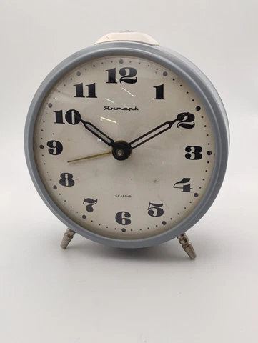 Vintage alarm clock, Jantar alarm clock, mechanical soviet clock, USSR, wind up Cover