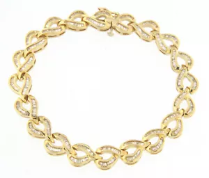 Exquisite Fine Gold Diamond Tennis Bracelet 3.20 TCW 14k Yellow Gold 7" Inch - Picture 1 of 5