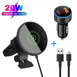 20W Magnetisch Wireless Auto Ladegerät Handy Halter+ QC3.0 Auto Adapter - Bild 1 von 21