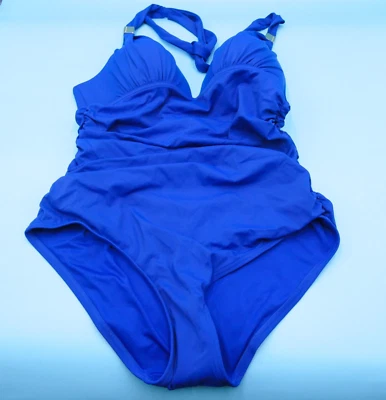 Victorias Secret Large Blue Ruffle Halter Padded One Piece Swimsuit Beach Women - Изображение 1 из 4