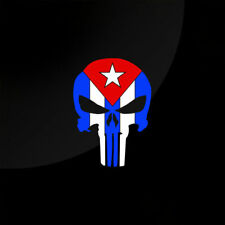 Punisher Skull Cuba Vinyl Die Cut Car Decal Sticker 6.5"(H) Cuban Flag No3