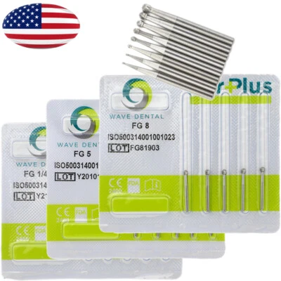 WAVE Dental Round Burs FG1/2 2 4 5 6 8 Carbide Friction Grip 1.6mm High Speed - Image 1 of 4