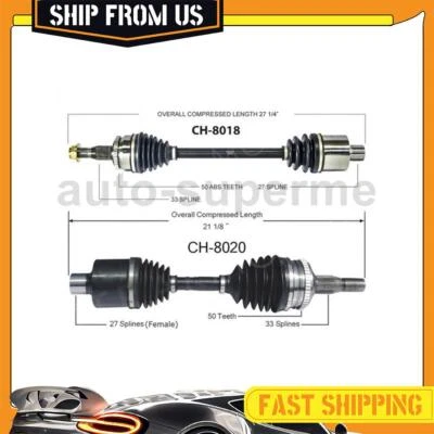 For 2001 Chrysler LHS 3.5L Front Set CV Axle Shaft TrakMotive 2PCS - Image 1 of 4