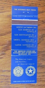 FUNDA FRATERNAL LEGION MATCHBOOK: MILWAUKEE, CON CUBIERTA VACÍA -B9 - Imagen 1 de 1