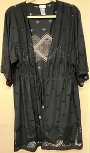 Dotti Women's Sz 1X Laser Eyelet Tunic Black Swimsuit Cover Up - Picture 1 of 3
