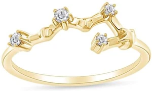 1/10 Ct Diamond Celestial Star Horoscope Astrology "Scorpio" Sign Ring - Picture 1 of 12