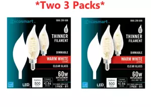 EcoSmart BA11 Dimmable Edison Light Bulb E12 Candelabra Warm White Two 3 Packs - Picture 1 of 3