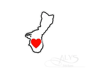 I Love Guam Island Map Decals & Stickers - Picture 1 of 1