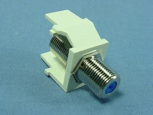 Leviton Almond Quickport F-Type Coaxial Cable Jack 75-Ohm BLUE Center 41084-FAF - Picture 1 of 5