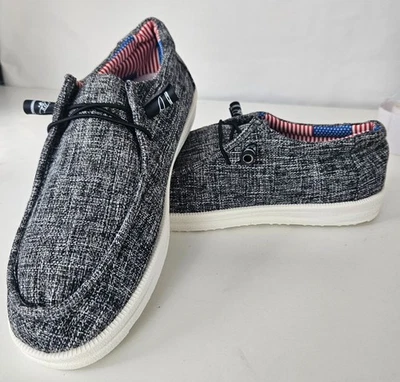 Mens Casual Loafers 12.5/47 Slip-On Boat Shoes Black/White Lightweight Comfort - Image 1 of 4