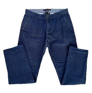 Tommy Hilfiger Pantalone Personalizzato Uomo 30x30 Blu Navy Elasticizzato Chino Casual - Foto 1 di 7