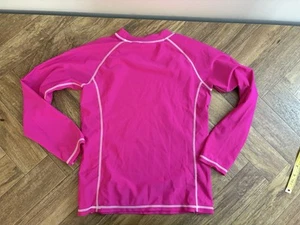 Coastalista Girls Long Sleeve Swim Shirt Top Bright Pink Rash Guard Size Large - Picture 1 of 5