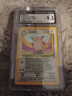 💎✨️ CGC 9.5 MINT+ CLEFABLE 5/130 BASE SET 2 HOLO PSA🌈💫 - Image 1 of 2