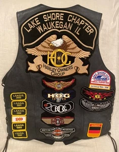 Vintage HARLEY DAVIDSON Leather Vest W/RARE Pins & Patches, Women Size M, Nice - Picture 1 of 21