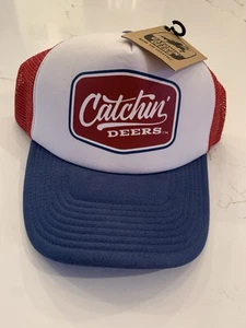 NEW Truckers Hat Catchin' Deers Red, White, and Blue Hunting Pun One Size - Picture 1 of 8