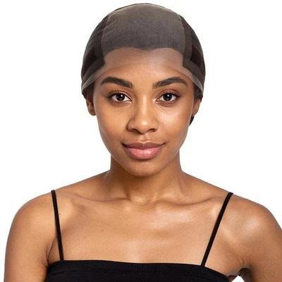 女士假发帽防滑可调握把帽带天鹅绒棕色  — 第 1/4 张图片