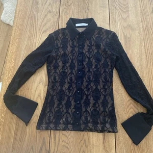 Anne Fontaine Women's Shirt Size 38 Black Lace . Excellent Used Condition - Picture 1 of 7