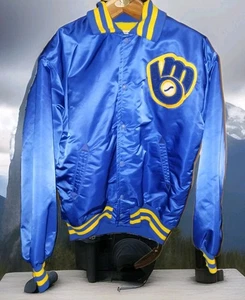 CHAQUETA ABRIGO AISLANTE VINTAGE AÑOS 80 MILWAUKEE BREWERS Azul SATINADO RARO Para Hombres 44 - Imagen 1 de 5