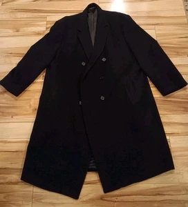 London Fog Men's Big & Tall Wool Blend Pea Coat - Size 54R, Black, Dbl Breasted - Picture 1 of 4