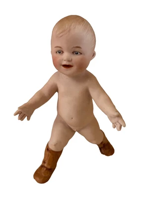 Figura Antigua Gebruder Heubach Alemana Bisque Acción Bebé Niño en Botas 6" Foto 1 de 4