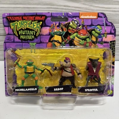 TMNT Mutant Mayhem Turtles Mini Figures 3 Pack- Michelangelo Bebop Splinter (H1) - Image 1 of 4