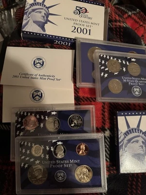 2001 & 2002 Proof Set. Complete and Original in BLUE  mint paper box - Image 1 of 4