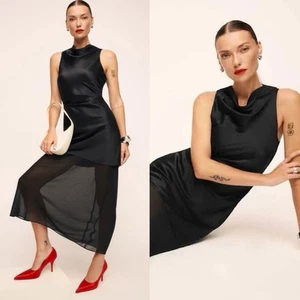 Neues schwarzes Seidenkleid von Reformation Logan Damengröße 6 - Bild 1 von 7