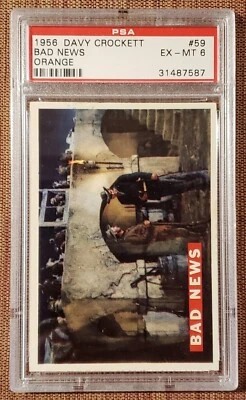 1956 Orange Davy Crockett #59 Bad News Collector Card PSA 6 EX/MT - Image 1 of 2