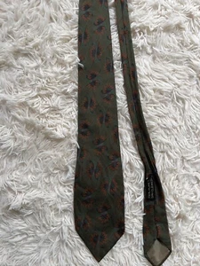 Corbata Giorgio Armani verde oscuro tostado 100 % seda hecha en Italia abstracta A233 - Imagen 1 de 6