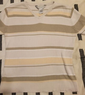Suéter Deportivo Geoffrey Beene Manga Corta Beige Rayas Talla M Foto 1 de 4