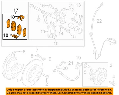 KIA OEM 21-22 Soul Rear Suspension Brake Components-Brake Pads 58302K0A10 Foto 1 de 2